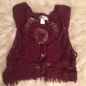 Boho maroon crop top cover